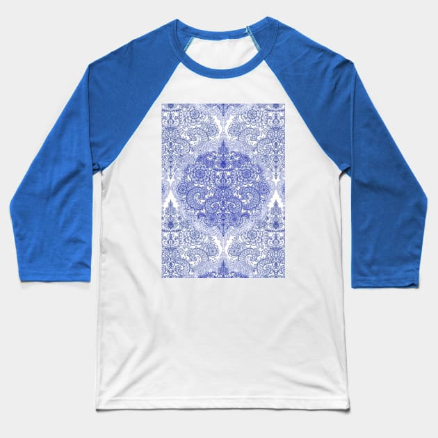 Happy Place Doodle in Cornflower Blue, White & Grey Baseball T-Shirt by micklyn